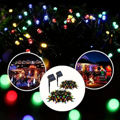 2 Pack Solar String Lights Outdoor, Total 100 LED Each 20Ft with 8 Lighting Modes for Yard, Fence,Balcony, Party,Christmas Tree Decorations (Mulit-Color Light)