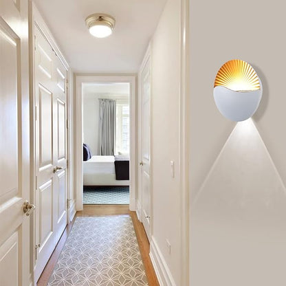 Kawell Modern Creative 12W LED Wall Sconce Waterproof Wall Light Indoor Outdoor Wall Lamp Sunrise Effect Art Deco for Bedroom Living Room Bathroom Cafe Lounge Corridor Stairs,White 6000K