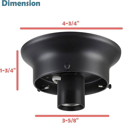 Aspen Creative 22102-01-1, Flush Mount Ceiling Fixture Shade Holder Kit in Matte Black Finish 3-5/8" Fitter, 4-3/4" Diameter x 1-3/4" Height
