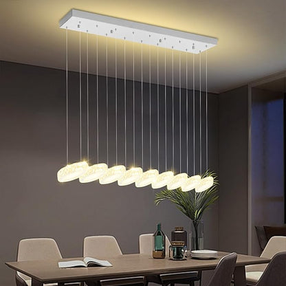 Rectangular Crystal Chandelier for Dining Room Pendant Chandelier for Kitchen Modern Linear Crystal Chandeliers Over Table Silver 9 Lights