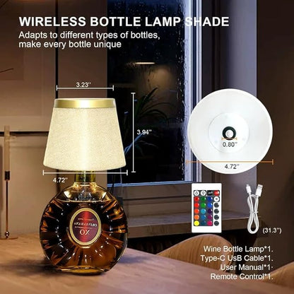 Wireless Bottle Lamp,Small Bedside Table Lamp,RGB LED Bottle Light with Remote Dimmable(RGB Gold, 1pc)