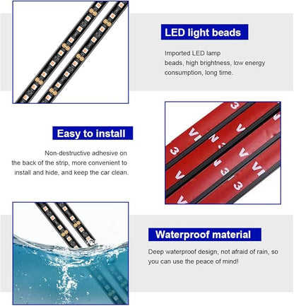 povtii Car LED Strip Light, 24 LED RGB Auto Under Dash Interior Atmosphere Lights, USB Vehicle Decorative Lamp Ambient Night Light Strip, Lighting Kit Car Accessories (Orange)