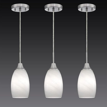 Viinew Mini Glass Pendant Light 4.72" White Swirl Pendant Lights 3-Pack Handblown White Art Oval Glass Hanging Pendant Light for Kitchen Island Dining Room Living Foyer Hallway Entry