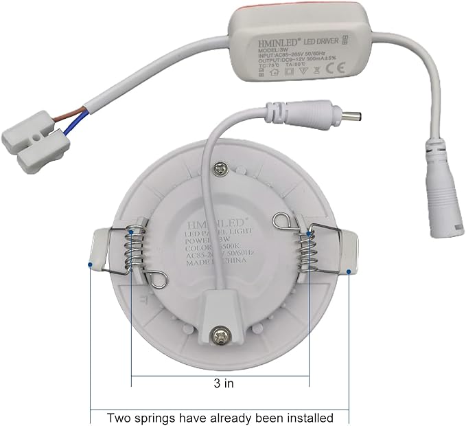 3 Inch 3 Watt Ultra-Thin Recessed Ceiling Light, 255Lm Energy Saving LED Slim Round Downlight, 6000K~6500K Cold White, Pack of 10