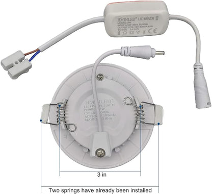 3 Inch 3 Watt Ultra-Thin Recessed Ceiling Light, 255Lm Energy Saving LED Slim Round Downlight, 6000K~6500K Cold White, Pack of 10