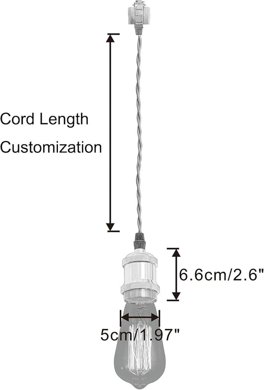 Kiven H-Type Wire Track LightPendants,Cord Length Customization Provided, 3 Lights Restaurant Decorative Pendant Light Industrial Pendant Lamp, Bulb Not Included,White Finish
