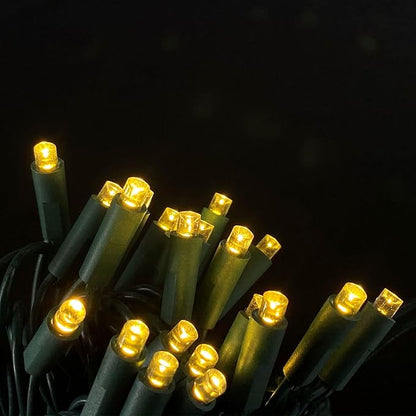 UL Listed 50 Count 5MM Wide Angle Led Christmas Lights Set,Outdoor Mini Led String Lights for Garden Patio Trees Lighting Decorations,17 Feet Green Wire (Yellow Color)