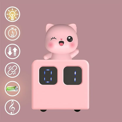 Colorful Life Interactive Train Night Light – Sensor Engine with Musical Animal Cars, Magnetic Connection, Rechargeable, Warm & White LED, Cute Cat Design (Pink Cat, Eight Tone Model)