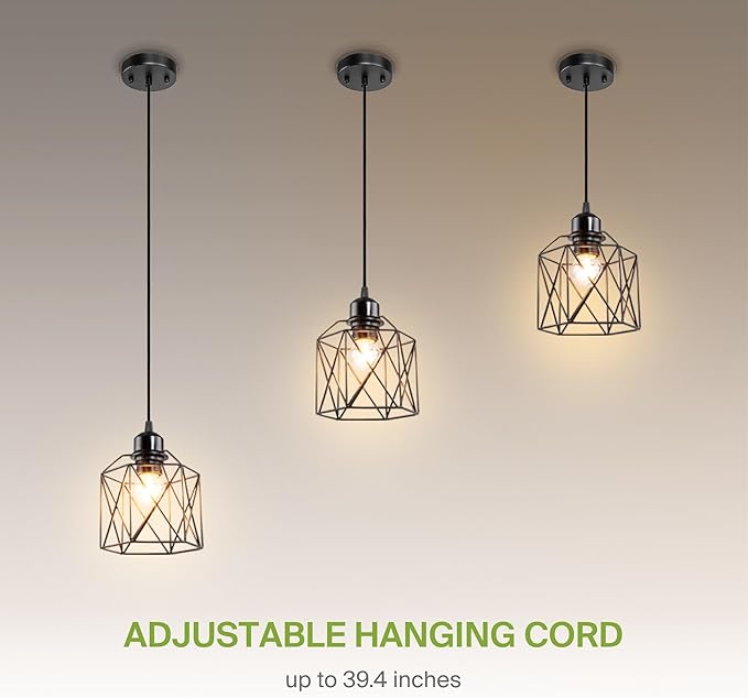 ASD Black Pendant Light Fixture - 1xE26 120V ETL Modern Pendant Lights Kitchen Island, Industrial Hallway, Living Room, Kitchen Island Lighting, Hanging Dining Room Light Fixtures Over Table 40 Pack
