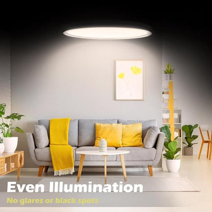 LightingWill 8.9 Inch LED Flush Mount Ceiling Light Fixture, 4000K Nurture White, 1800LM, 18W, Flat Modern Round Lighting Fixture, 180W Equivalent White Ceiling Lamp for Kitchens, Bedrooms.etc.