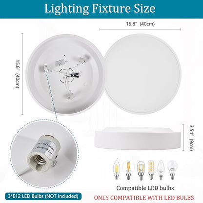 Modern Flush Mount Ceiling Light, 3-Lights Round White Ceiling Light Fixtures, Minimalistic Ceiling Lamp Acrylic Shade Lighting Fixture for Bedroom Laundry Room Living Room Hallway(15.8")
