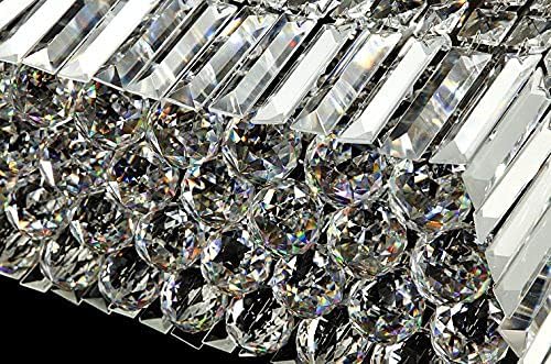 Saint Mossi 5-Lights K9 Crystal Chandelier for Dining Room, Rectangular Pendant Light Fixture for Kitchen Island, Raindrop Flush Mount Ceiling Light Fixture,H9 x W10 x L31, Chain Adjustable
