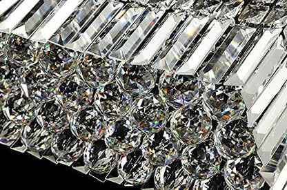Saint Mossi 5-Lights K9 Crystal Chandelier for Dining Room, Rectangular Pendant Light Fixture for Kitchen Island, Raindrop Flush Mount Ceiling Light Fixture,H9 x W10 x L31, Chain Adjustable