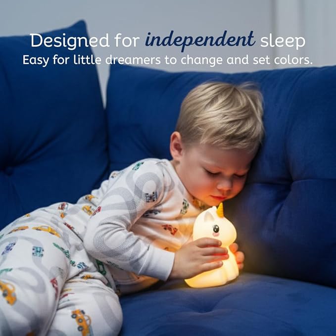 Lumipets Remote Control Silicone Night Light for Kids - Unicorn Design with 9 Soft Colors & Sleep Timer - Rechargeable, Battery-Operated Lamp for Bedroom | Baby Nursery, Toddler, Girls, Boys