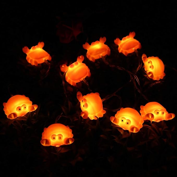 Crab String Lights,5ft/1.5M 10 LEDs Battery Powered Cute Animal String Lights for Home Party,Children Bedroom,Children Room,Library or Any Kids Party Decoration.