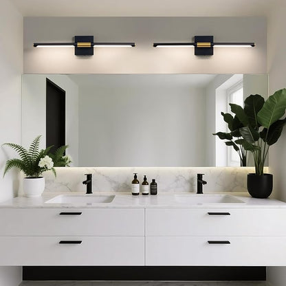 Black Gold Vanity Light Fixtures for Bathroom Over Mirror 24 inch LED Bath Sconces IP44 5CCT Adjustable Morden Picture Lights for Paintings (Built-in Dimmer)