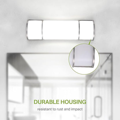 ASD LED 18" Vanity Flush Mount Light Fixture, Linear Bathroom Lighting Bar | 3CCT, Dimmable, Energy Star, ETL Listed | 20W 1650LM 3000-5000K 120V | Long Bath Wall Sconce Over Mirror | Nickel, 2 Pack
