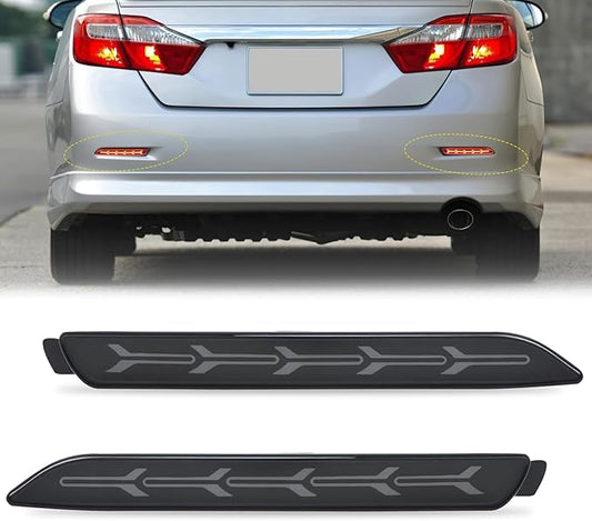 Nilight Rear Bumper Tail Light Compatible with 2006 2007 2008 2009 2010 2011 2012 2013 2014 Toyota Camry Smoke Lens LED Reflector Bumper Lamps Brake Turn Signal Sequential Flashing Driving Taillights