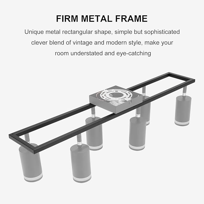 Ketom 6-Light Track Lighting Fixtures Ceiling, GU10 Black Led Ceiling Spotlight, Modern Track Light Kit for Kitchen Hallway Living Room