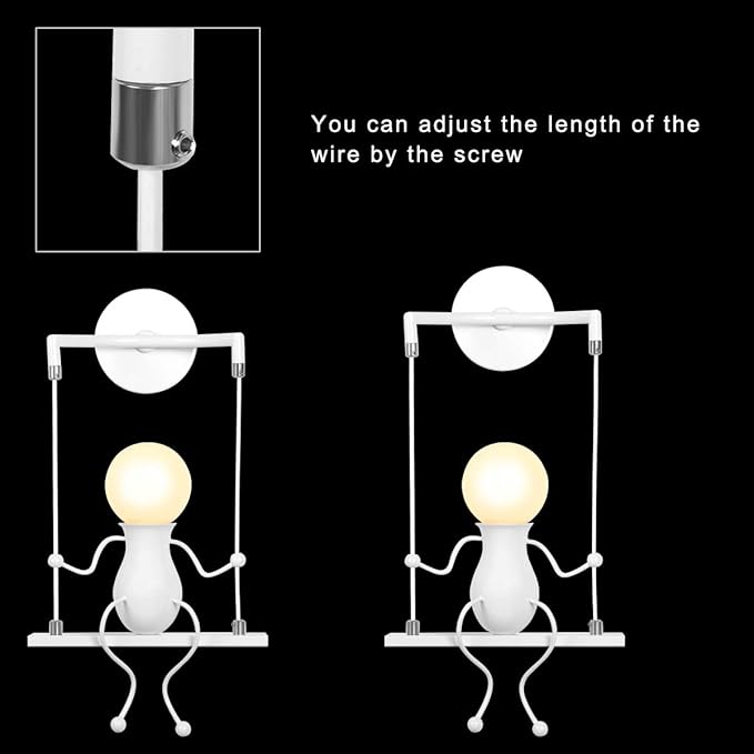 Kawell Humanoid Wall Light Fixtures Modern Wall Lamp Creative Wall Sconce Light Art Deco Max 60W E26 Base for Children Room Bedroom Bedside Living Room Stairs Hallway Restaurant Kitchen