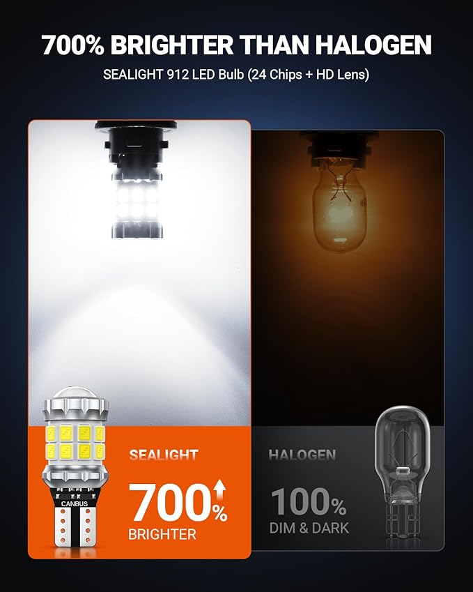 SEALIGHT 2026 Latest 921 LED Bulb, 700% Super Bright 912 T15 Led Reverse Light, Canbus Error Free 906 904 916 W16W LED Bulbs Replacement for Tail Backup Reverse Lights, 6500K White, Non-polarity, 2PCS