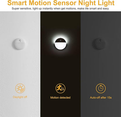 YUNLEX 2 Pack Battery Night Light, Toilet Lights, 2.6" Small Motion Senor Light, Stick on Lights, 3 Light Modes, Dimmable LED Nightlight for Closet, Stairs, Garage, Cabinet, Toliet, Daylight White