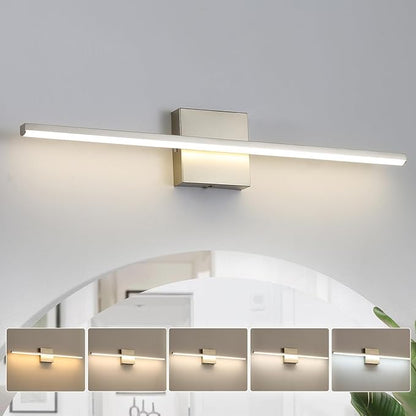 Modern Bathroom Vanity Light 24 Inch, 18W Brushed Nickel Bathroom Light Fixture Over Mirror, Dimmable 5CCT LED Wall Sconce Lighting for Restaurant