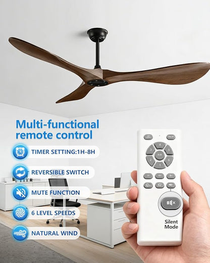 52 in Ceiling Fan of 6400+CFM High Airflow with Remote Control,Ceiling Fan without light for Indoor/Outdoor Patios.6 Speed Noiseless Reversible DC Motor,Easy to Install with Timer for Living Room
