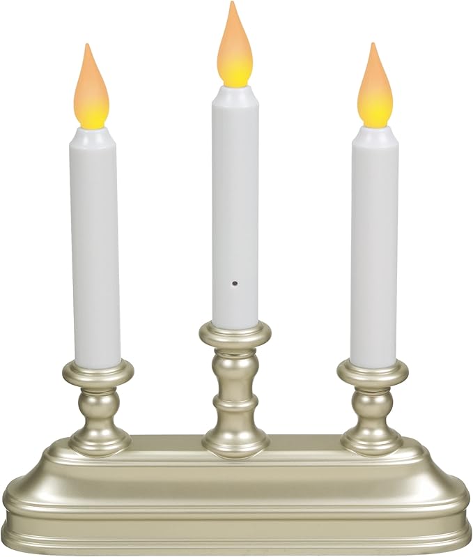 Xodus Innovations FPC1330P-3 Battery Operated 10 inch Window Candles with Tilt to Change Flame Color and Dusk to Dawn Light Sensor Timer with 3 Candle Candelabra Base (Pack of 3), Silver/Pewter