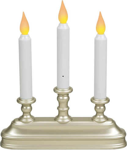 Xodus Innovations FPC1330P-3 Battery Operated 10 inch Window Candles with Tilt to Change Flame Color and Dusk to Dawn Light Sensor Timer with 3 Candle Candelabra Base (Pack of 3), Silver/Pewter