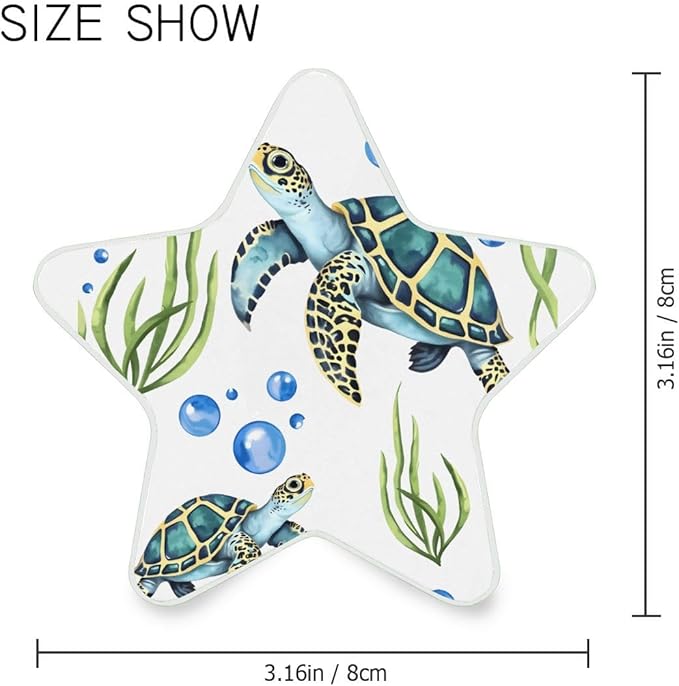 Watercolor Sea Turtles Plug in LED Night Light Lamp with Dusk to Dawn Sensor for Hallway, Kitchen, Bathroom, Bedroom - Star Shaped Decor