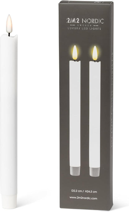 Abbott Collection Wax LED Flameless Taper Candle. Set of 2 - White (9.5" H)