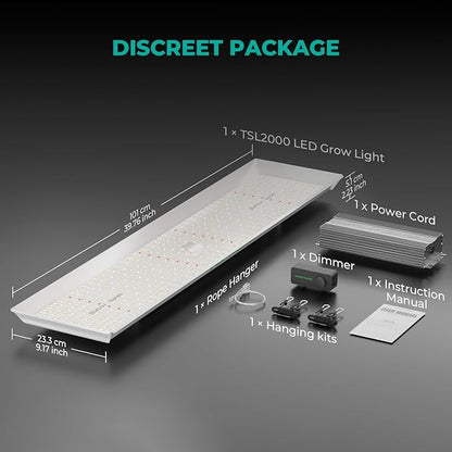 MARS HYDRO TSL2000 300W Led Grow Lights for Indoor Plants, Full Spectrum Dimmable Daisy Chain Growing Lamps for Seed Starting Vegetables Bloom in 4x2/5x3 Grow Tent Greenhouses