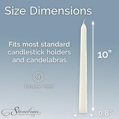 Stonebriar Tall 10" White Unscented 4 Pack Taper Candles