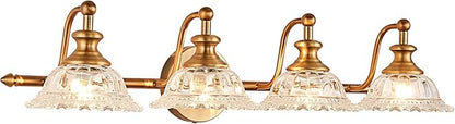 XIEDUN Bathroom Light Fixtures 4 Lights Vanity Lighting Fixtures Matte Brass Vintage Vanity Light Fixture Vanity Lights for Bathroom