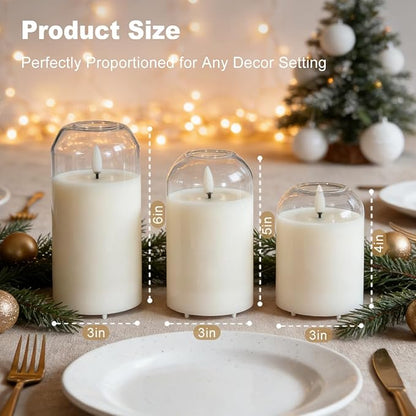 Rechargeable Glass Jar Flameless Candles, Realistic Flickering LED Pillar Real Wax Candle with Remote Control and Timer, Ideal for Living Room, Bedroom & Easter Home Décor, 1 Set of 3