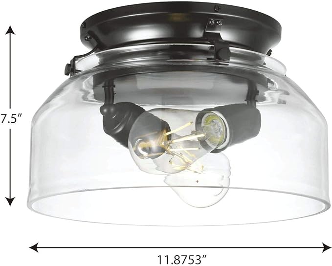 Progress Lighting Springer Collection Clear Glass Light Kit Matte Black, 7.50x11.87x11.87