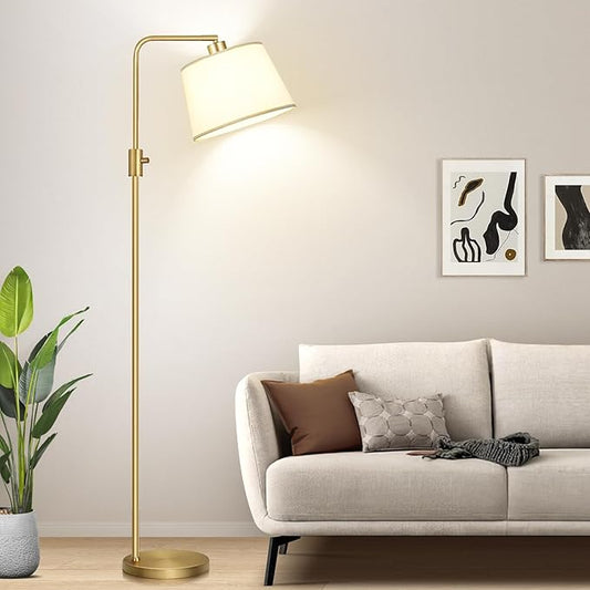 【Upgraded】 Dimmable Floor Lamp, 1000 Lumens LED Edison Bulb Included, Arc Floor Lamps for Living Room Modern Standing Lamp with Shade, Tall Lamps for Living Room Bedroom Office Dining Room - Gold