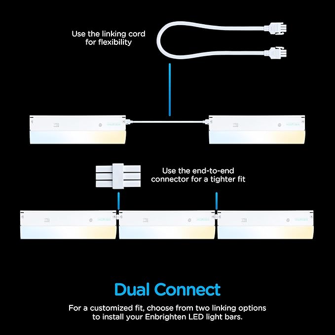 Enbrighten 12 inch Hardwired Under Cabinet Lights, 880 Lumens, Five White Settings from (2700K-6500K), Full Range Dimmable, Under Counter Light, Linkable Under Counter Lights for Kitchen 82920-T1