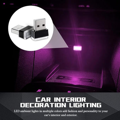 deemars 4PCS USB LED Car Interior Atmosphere Lamp, Car Night Lights, Mini USB LED Decoration Light Ambient Interior Light, Car Accessories Plug-in Interface Ambient Lighting Kit for Most Cars