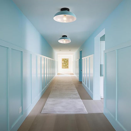 2 Pack Semi Flush Mount Ceiling Lights, 12 Inch Metal Small Ceiling Lights for Kids Room Close to Ceiling Light Fixtures with Light Blue Shade for Hallway Entryway Kitchen Bedroom Bathroom Laundry
