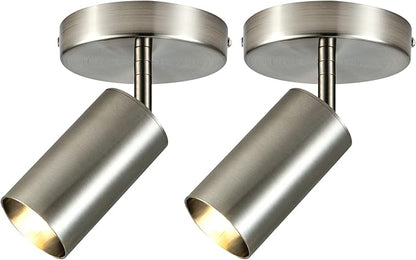 Track Lighting Ceiling Spotlight, 2-Light Satin Nickel Ceiling Light Fixture, Gu10 Spotlights Indoor Angle Adjustment Modern Wall Lamp for Living Room, Gallery, Cabinet, Hallway