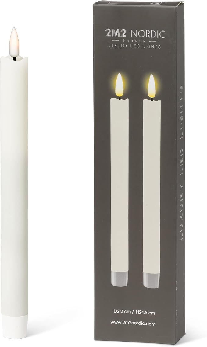 Abbott Collection Wax LED Flameless Taper Candle. Set of 2 - Sand (9.5" H)