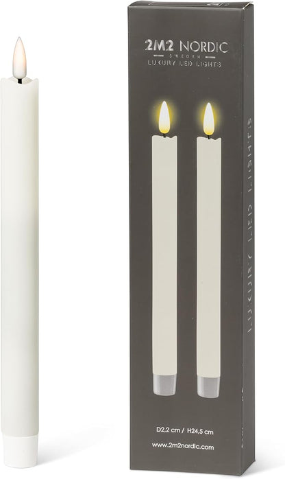 Abbott Collection Wax LED Flameless Taper Candle. Set of 2 - Sand (9.5" H)