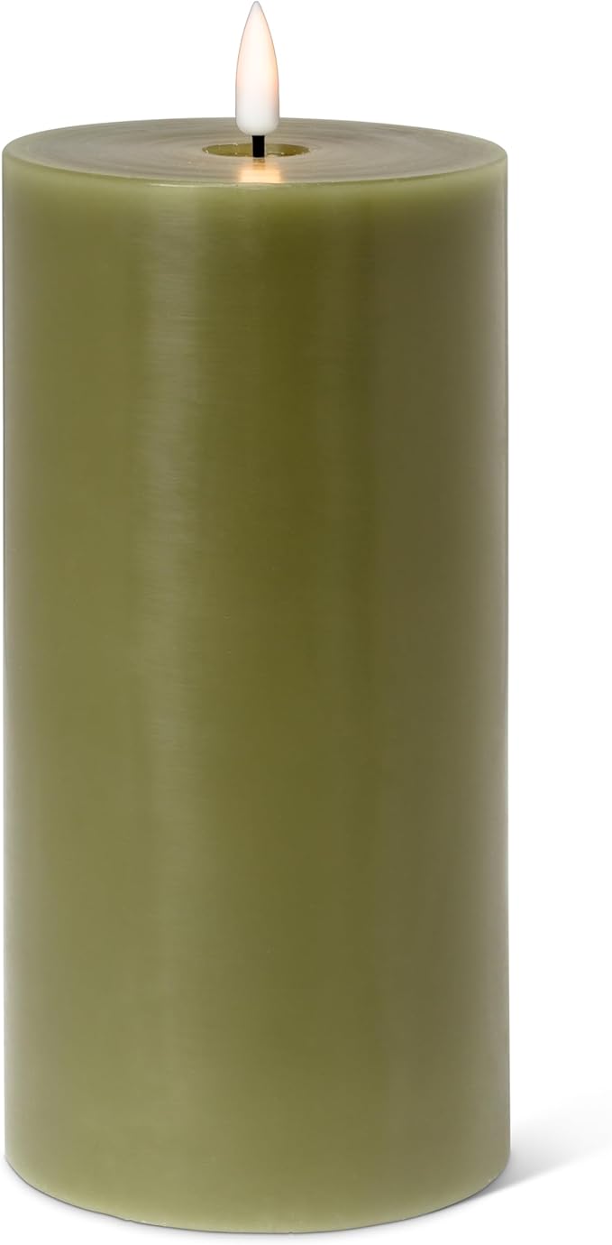 Abbott Collection Wax LED Flameless Pillar Candle - Green (4x8 H)