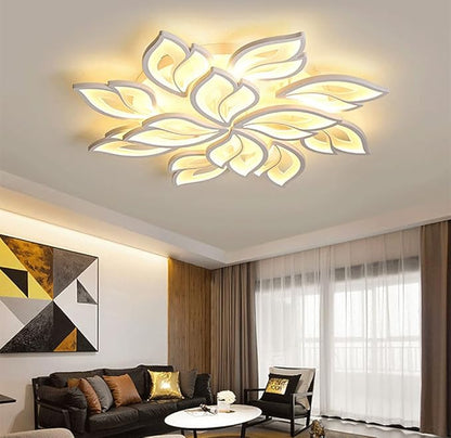 Modern LED Ceiling Light Fixture Flush Mount Chandelier Ceiling Lapm with 12-Leaf Dimmable Remote Control Ceiling Lights for Living Room Dining Room Bedroom