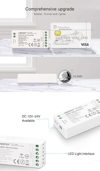 LGIDTECH FUT038S RGBW Color LED Strip Light Controller,Input DC 12-24V,Output Max 12A