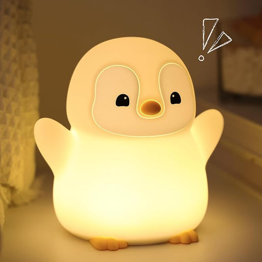 Attivolife Penguin Night Light, Cute Penguin Gifts for Kids, Animal Themed Squishy Silicone Nursery Lamp with Dimming Timing, USB Rechargeable Bedside Nightlight, Boy Girl Christmas Birthday Present