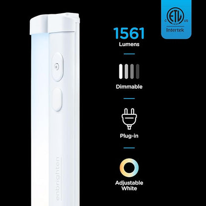Enbrighten 24 inch Plug-in Under Cabinet Lights, 1560 Lumens, Five White Settings from (2700K-6500K), Full Range Dimmable, One-Touch Sync Control, Linkable Under Counter Lights for Kitchen 82786-T1