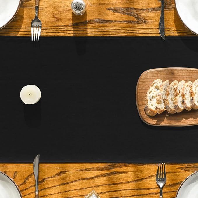Artoid Mode Black Table Runner, Seasonal Halloween Washable Kitchen Dining Table Decoration for Home Party Decor 13x60 Inch
